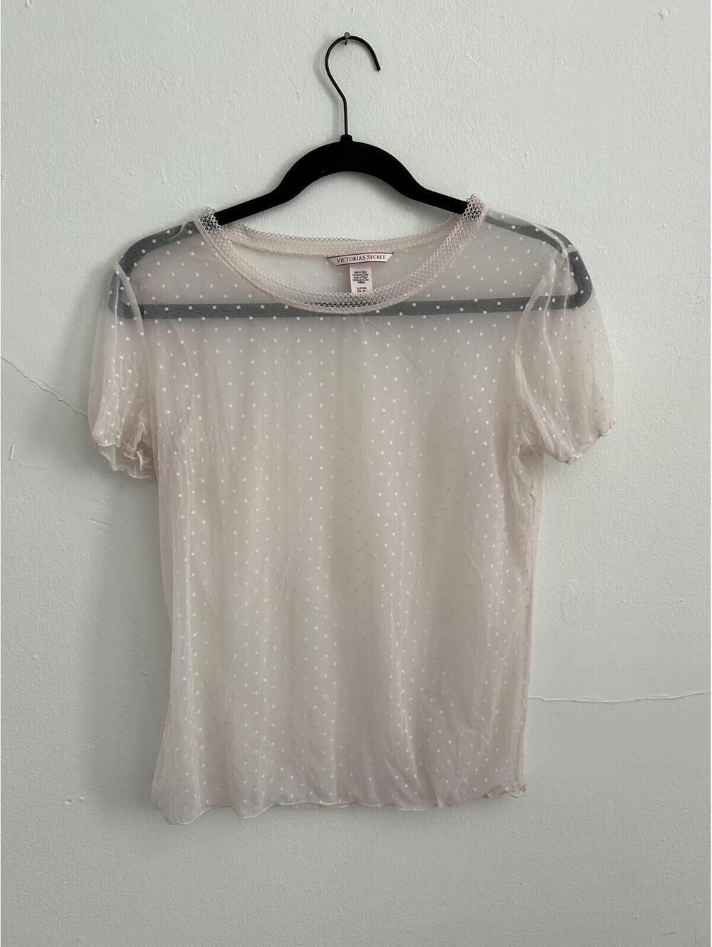 Victoria's Secret Sheer Polka Dot Mesh Tee